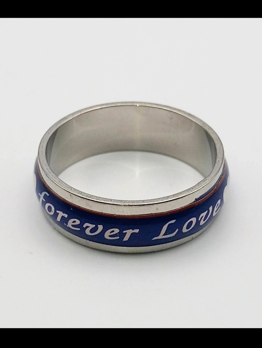 Forever Love Blue Stainless Steel Ring U.S Size 10.5